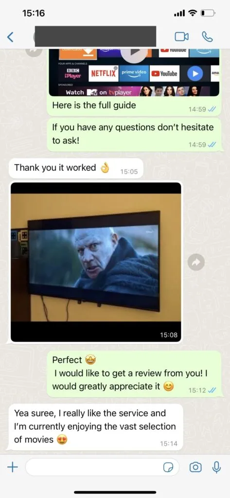 WhatsApp gesprek klant iptv kopen 1