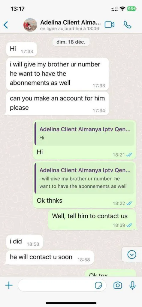 WhatsApp gesprek klant iptv kopen 5